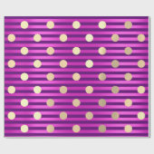 Stripes Line Fuchsia Pink Paarse Polka Dots Gold Cadeaupapier (Vlak)