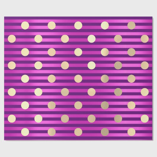Stripes Line Fuchsia Pink Paarse Polka Dots Gold Cadeaupapier (Vlak)