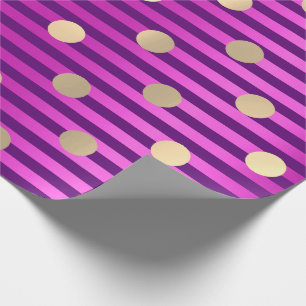 Stripes Line Fuchsia Pink Paarse Polka Dots Gold Cadeaupapier