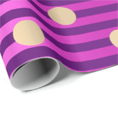 Stripes Line Fuchsia Pink Paarse Polka Dots Gold Cadeaupapier (Rol Hoek)