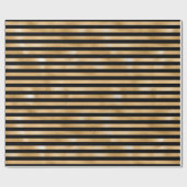 Stripes Lines Black Sepia Gold Honey Minimal Metal Cadeaupapier (Vlak)