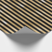 Stripes Lines Black Sepia Gold Honey Minimal Metal Cadeaupapier (Hoek)