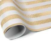 Stripes Lines Gray Silver Sepia Gold Honey Metal Cadeaupapier (Rol Hoek)