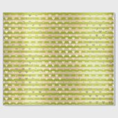 Stripes Lines Harten Champaigne Gouden Lime Groen Cadeaupapier (Vlak)