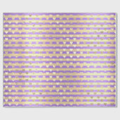 Stripes Lines Hearts Champaigne Gold Paars Cadeaupapier (Vlak)