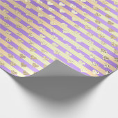 Stripes Lines Hearts Champaigne Gold Paars Cadeaupapier (Hoek)