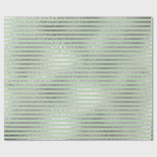 Stripes Lines Mint Green Pastel Silver Vip Cadeaupapier (Vlak)