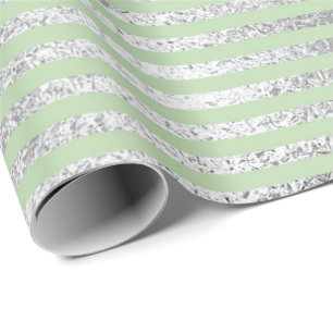 Stripes Lines Mint Green Pastel Silver Vip Cadeaupapier