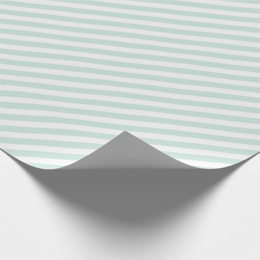 Stripes Lines Mint Green Pastel White Delicate Cadeaupapier (Hoek)
