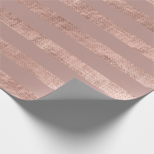 Stripes Lines Roos Gold Blush Minimal Metal Linen Cadeaupapier (Hoek)