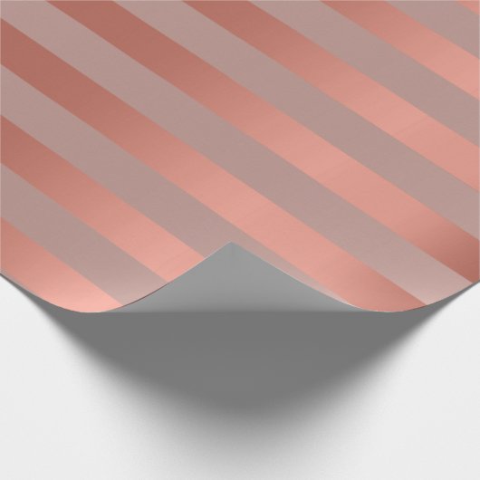 Stripes Lines Roos Gold Blush Minimal Metallic Lux Cadeaupapier (Hoek)