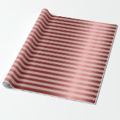 Stripes Lines Roos Goud Bourgogne Maroon Metal Cadeaupapier (Uitgerold)