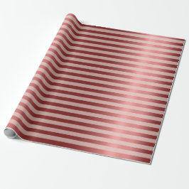 Stripes Lines Roos Goud Bourgogne Maroon Metal Cadeaupapier
