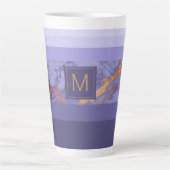 Stripes Marble Monogram Paars/Gold ID670 Latte Mok (Voorkant)