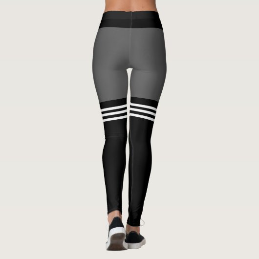 Stripes met hoge sockets, zwart leggings (Achterkant)