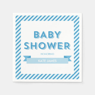 Stripes Modern Blue Baby shower Servetten