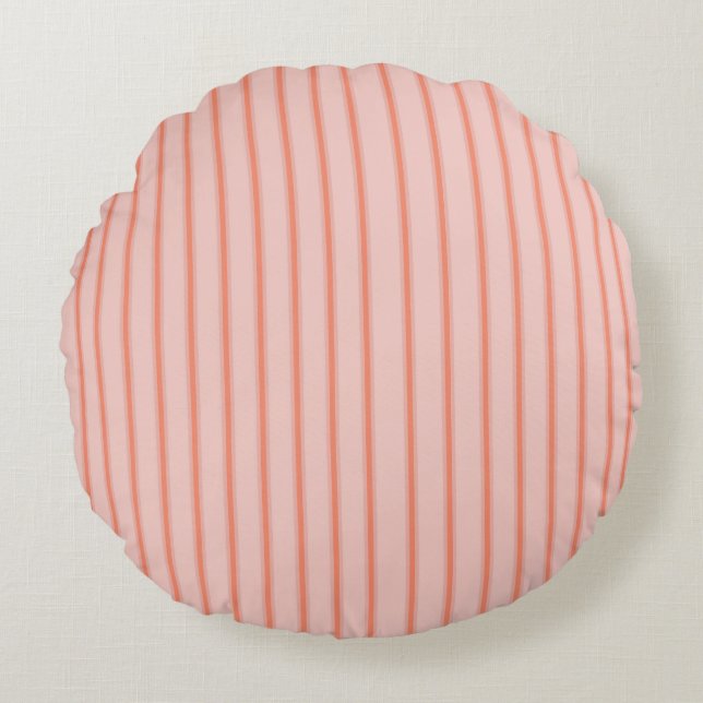 Stripes Modern Coral Peach Minimalist Elegance Rond Kussen (Voorkant)