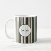  stripes Modern Groen Monogram Koffiemok (Links)