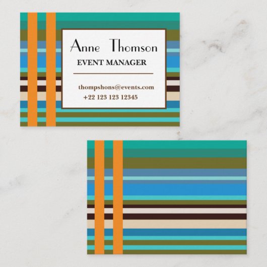 Stripes Modern Professional Business Card Visitekaartje (Voorkant / Achterkant)