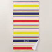 Stripes Monogram Voornaam zomervakantie Strandlaken (Voorkant)