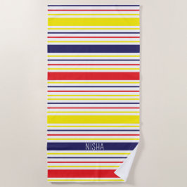 Stripes Monogram Voornaam zomervakantie Strandlaken