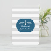  Stripes Nautical Bridal Lunch Invitting Kaart (Staand voorkant)