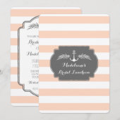 Stripes Nautical Bridal Lunch Invitting Kaart (Voorkant / Achterkant)