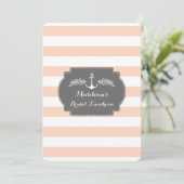 Stripes Nautical Bridal Lunch Invitting Kaart (Staand voorkant)