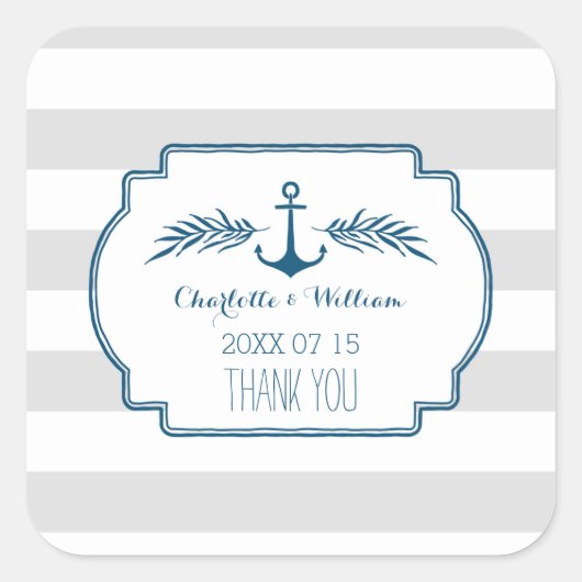  Stripes Nautische Bruiloft Favor Labels (Voorkant)