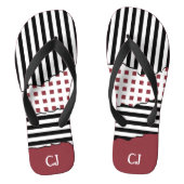 Stripes Net Black, White, Red Layered Initialen Teenslippers (Voetbed)