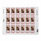 Stripes new address family Photo merry Christmas Etiket (Full Sheet)