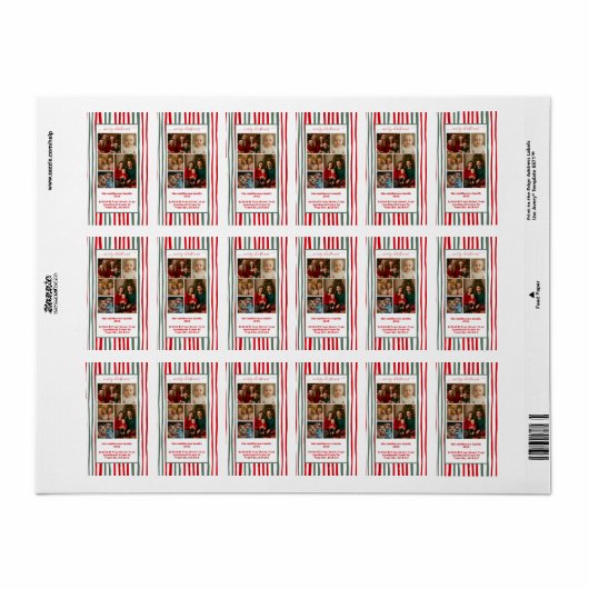 Stripes new address family Photo merry Christmas Etiket (Full Sheet)