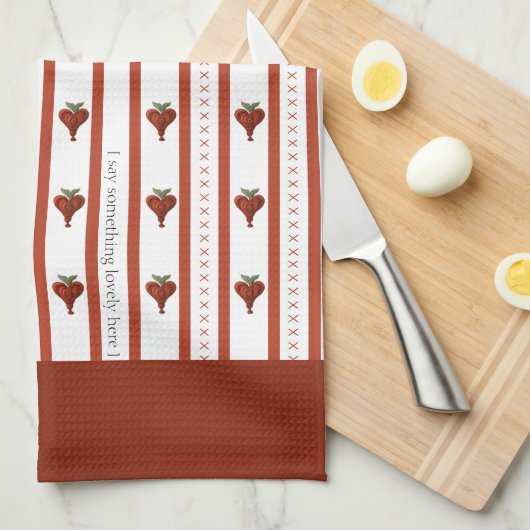 Stripes of Hearts Theedoek (Quarter Fold)