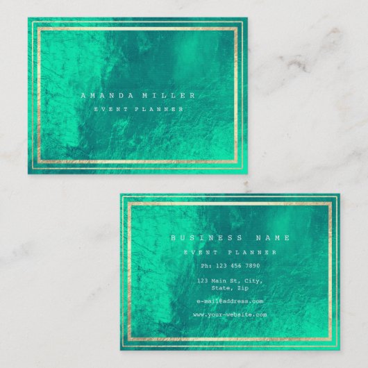 Stripes omhuld Emerald Green Gold Metallic Glass Visitekaartje (Voorkant / Achterkant)