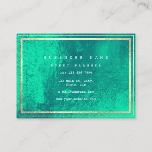 Stripes omhuld Emerald Green Gold Metallic Glass Visitekaartje (Achterkant)