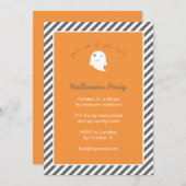 Stripes Oranje Cute Ghost Kinder Halloween Party Kaart (Voorkant / Achterkant)