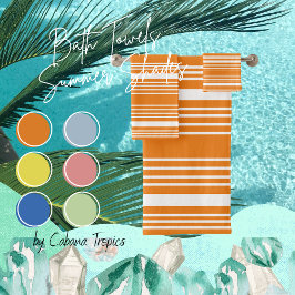 Stripes Oranje & White Bath Towel Set Bad Handdoek