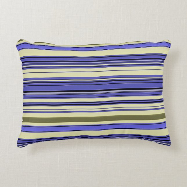 Stripes - Paars blauw-geel-groen Accent Kussen (Voorkant)