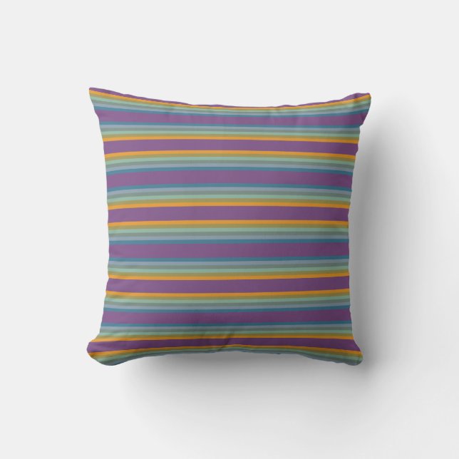 Stripes - Paars blauw geel Kussen (Voorkant)