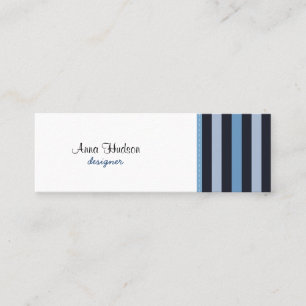 Stripes (parallelle lijnen) - Blauw zwart Mini Visitekaartje