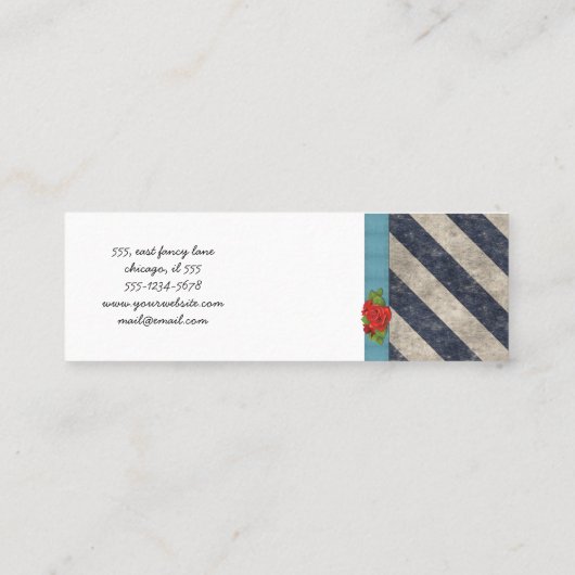 Stripes (parallelle lijnen) — grijs blauw mini visitekaartje (Achterkant)