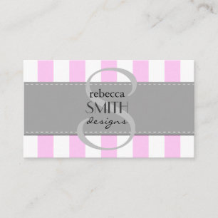 Stripes (parallelle lijnen) - Roze wit Visitekaartje