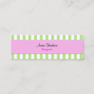 Stripes (parallelle lijnen) - witte groene roze mini visitekaartje