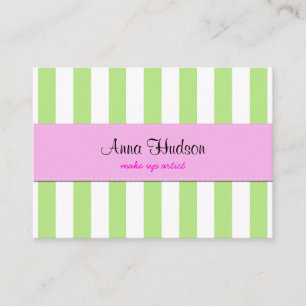 Stripes (parallelle lijnen) - witte groene roze visitekaartje