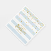 Stripes Pastel Blue Gold BOY BAPTISM Luncheon Servet (Hoek)