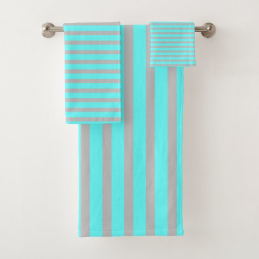 Stripes Patronen Blauwgroen Blauw Grijs Thema Cute Bad Handdoek (Insitu)