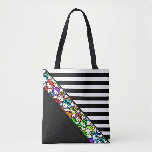 Stripes Patroon breed zwart + cool Tote Bag (Voorkant)