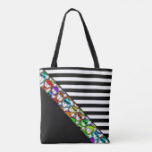 Stripes Patroon breed zwart + cool Tote Bag (Achterkant)