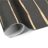 Stripes patroon voor zwart en Roos-goud Cadeaupapier (Rol Hoek)