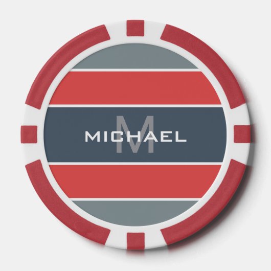 Stripes Pattern aangepaste monogram pokerchips (Voorkant)